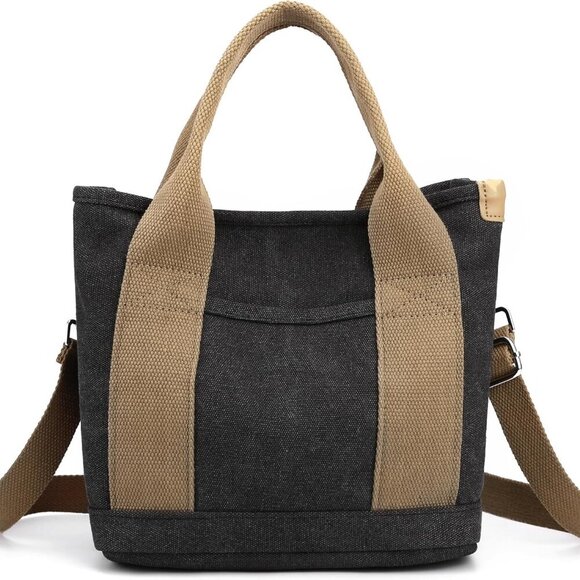 Small Tote Bag with Zipper Tote Bag for Women Canvas Crossbody Bag Shoulder Bag - Picture 4 of 7